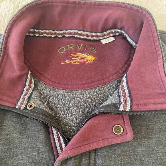 Orvis Men's Pullover Gray Size 2XL Nantucket 1/4 snap Zip Hiking Fleece Lined - Picture 9 of 11
